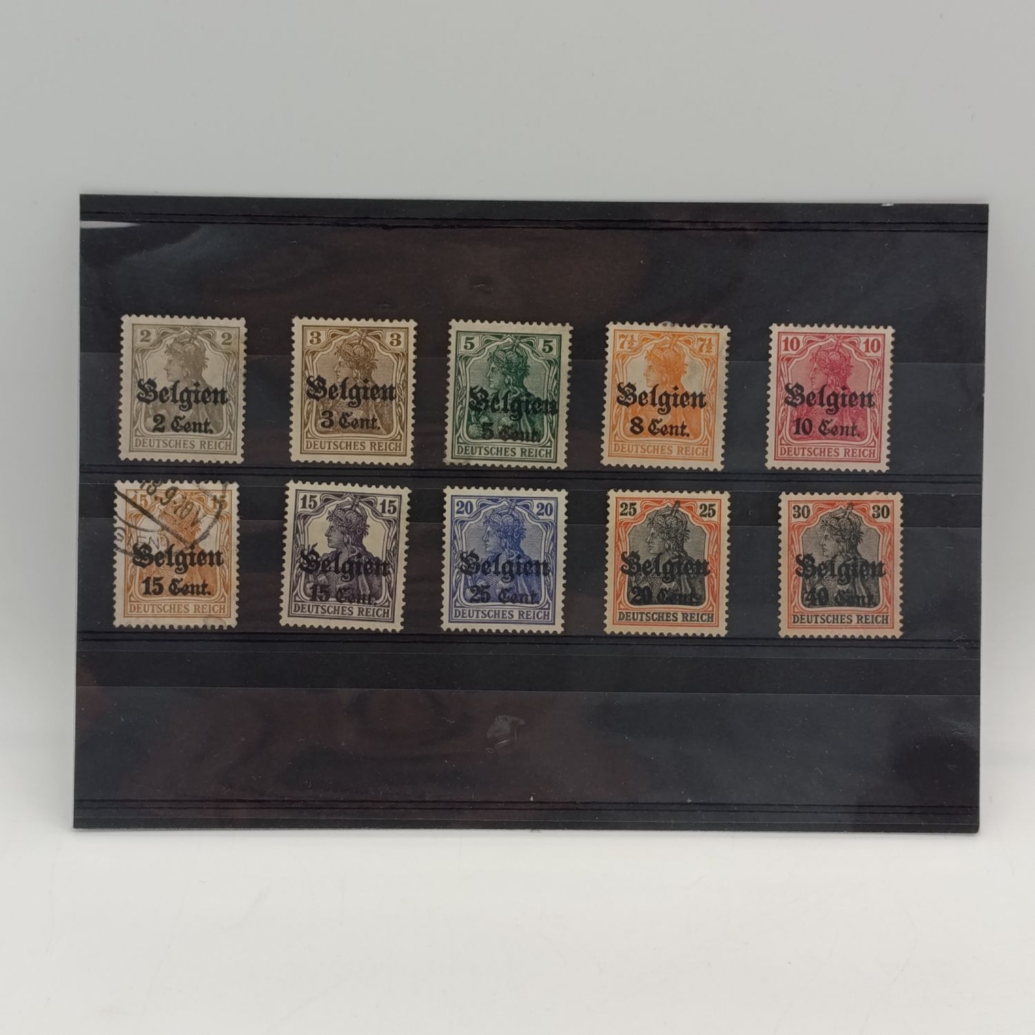 WW1 set of 10 German occupation of Belguim stamps 9 is minthinged one used