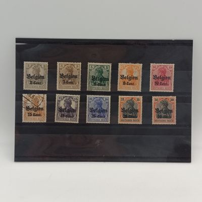 WW1 set of 10 German occupation of Belguim stamps 9 is minthinged one used