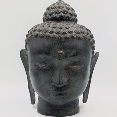 Vintage Bronze buddha head sculpture