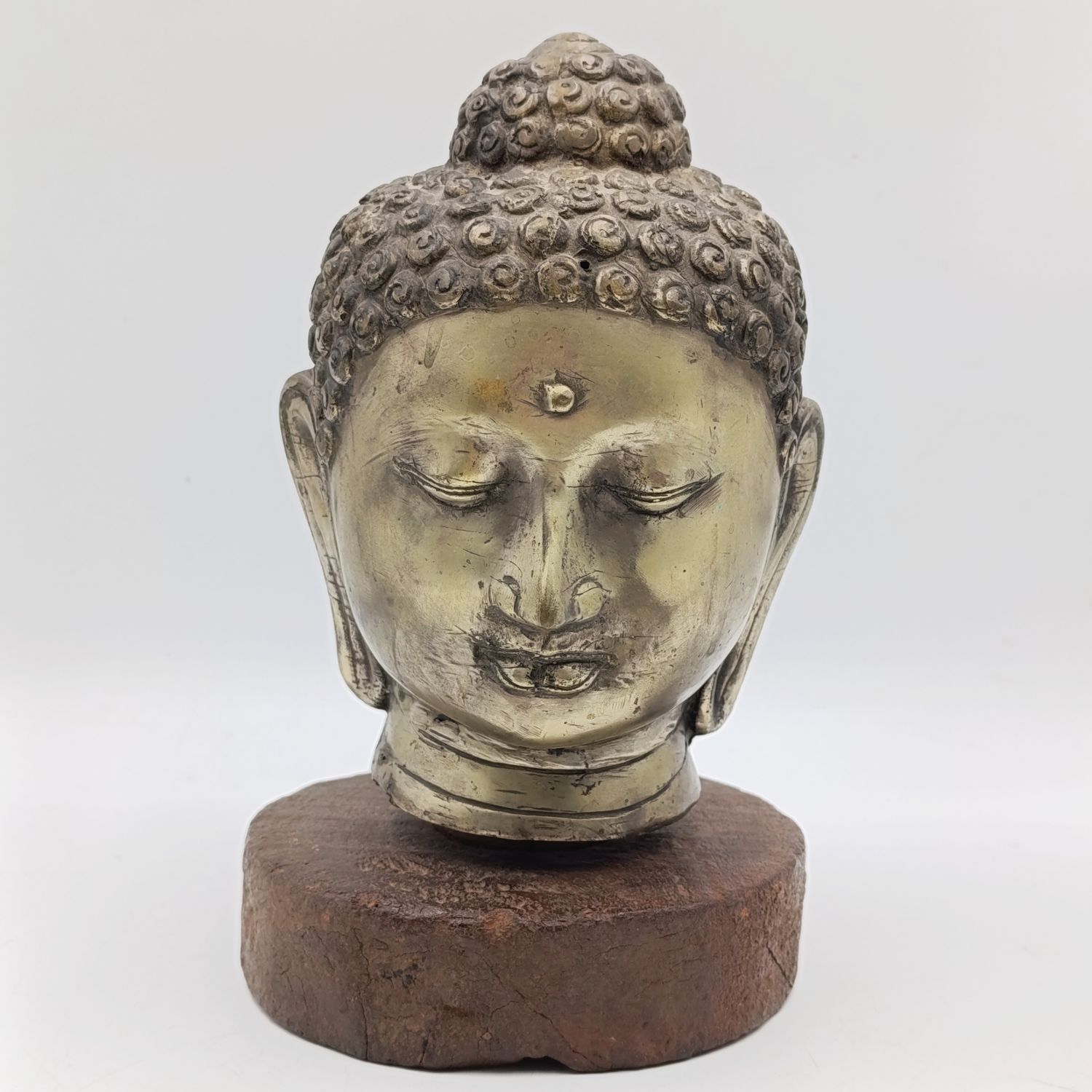 Vintage brass buddha head sculpture