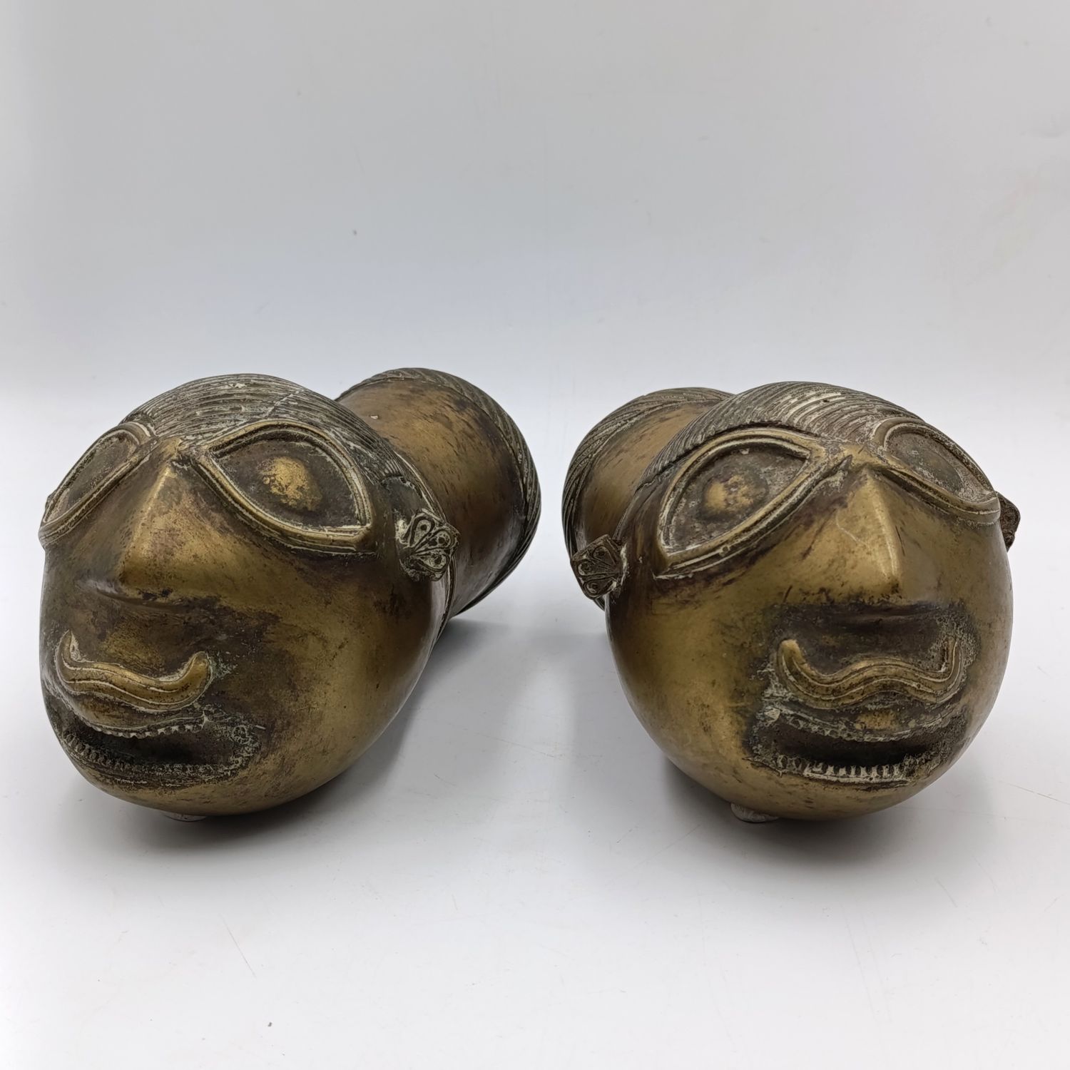 Pair of Indian Palanquin Finial 18th century bronze pole ends Rarely seen