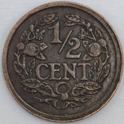 Netherlands 1921 half cent XF