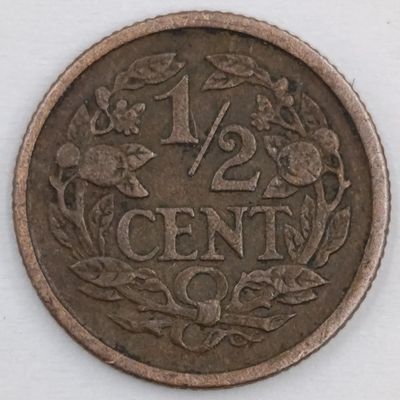 Netherlands 1915 XF half cent