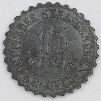 1917 German Notgeld transit token - Crefelder Strassenbahn Private Issue