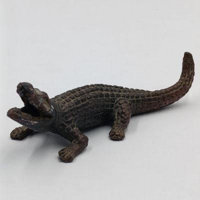 Vintage metal crocodile figurine