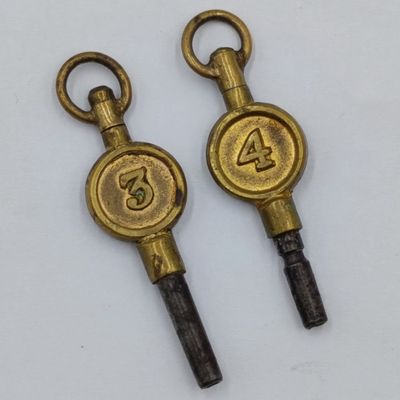 Pair of Antique pocketwatch keys - number 3 and 4