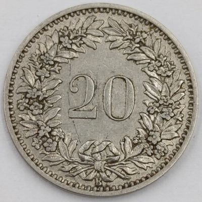 Switzerland 1891 Twenty Rappen XF