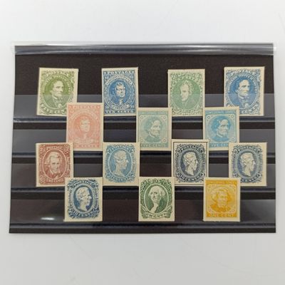 Lot of 14 Early confederate USA stamp cinderellas No1 to 14 Use as fillers for your collection Issued 1950&#39;s