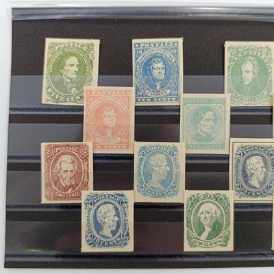 Lot of 14 Early confederate USA stamp cinderellas No1 to 14 Use as fillers for your collection Issued 1950's