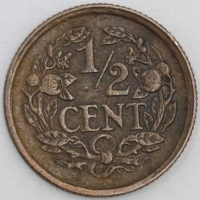 Netherlands 1916 XF+ half cent
