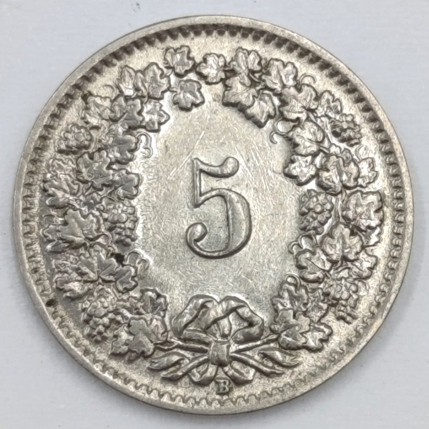 Switzerland 1938 Five Rappen Lowest mintage AU+