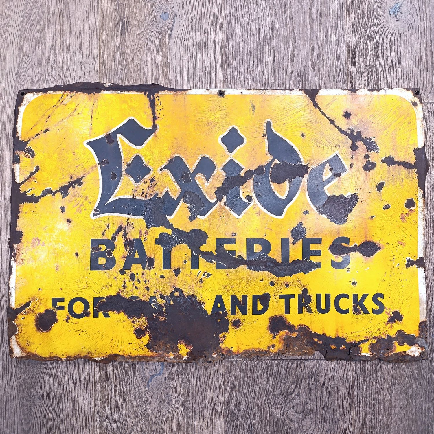 Vintage Exide Batteries for Cars and Trucks enamel sign