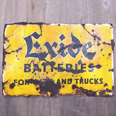 Vintage Exide Batteries for Cars and Trucks enamel sign