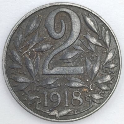 Austria 1918 Two Heller XF+/AU