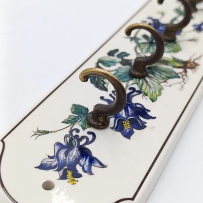 Vintage Villery and Boch Botanica key holder hooks on porcelain