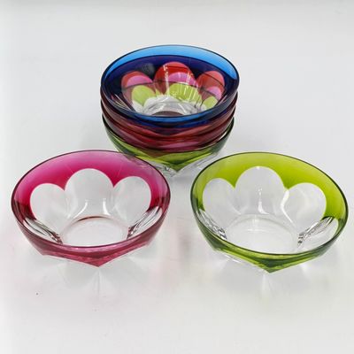 Set of 6 vintage Val st. Lambert crystal pudding bowls