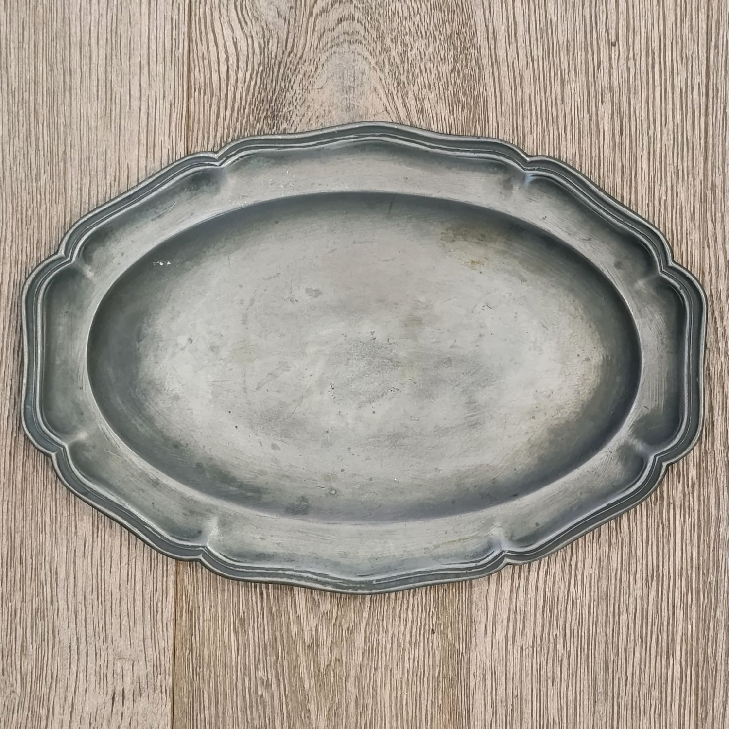 Antique oval pewter platter