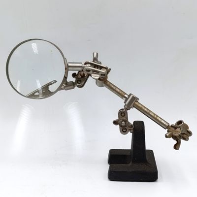 Vintage hobby clamps with magnifying glass