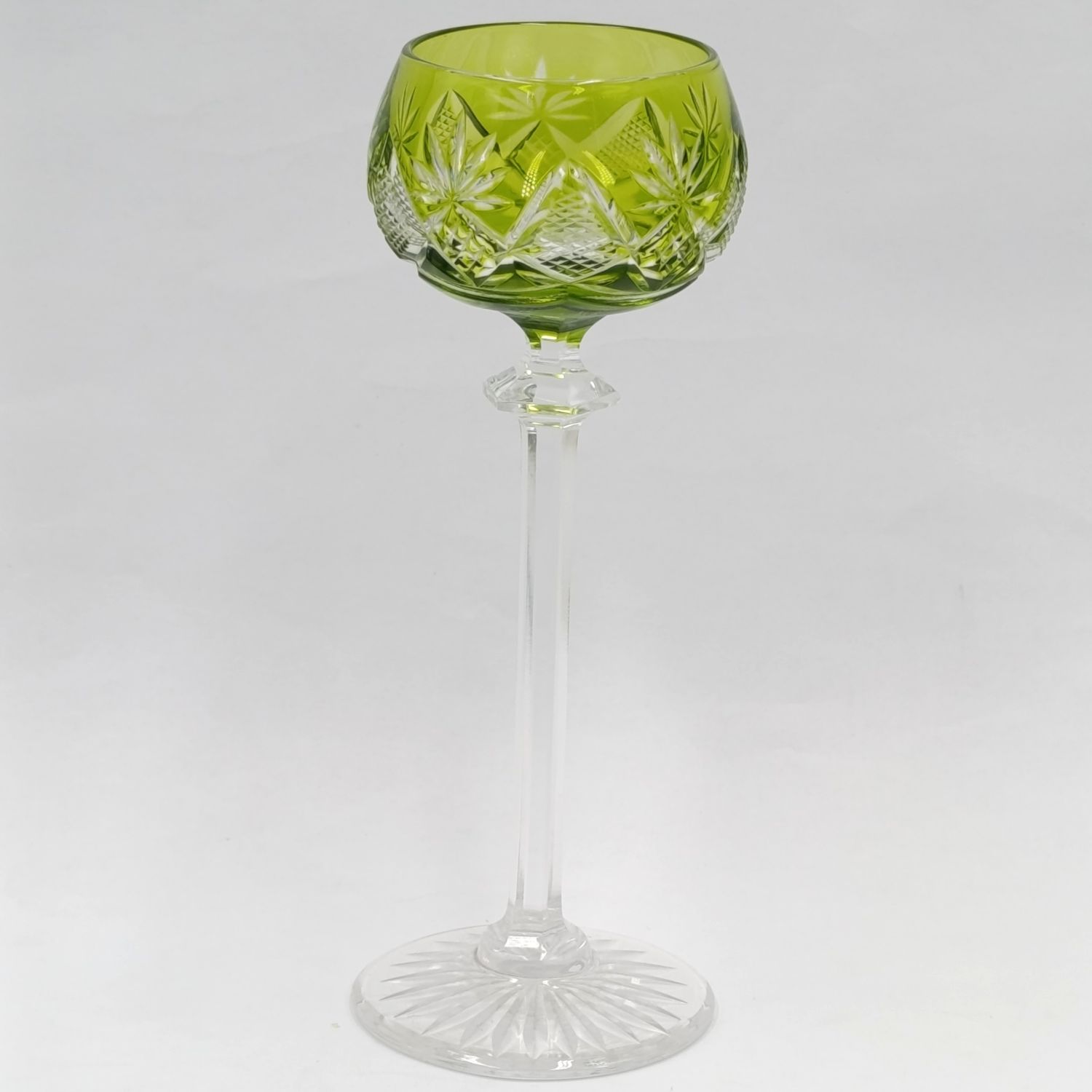 Vintage Val st Lambert crystal green Liqueur glass