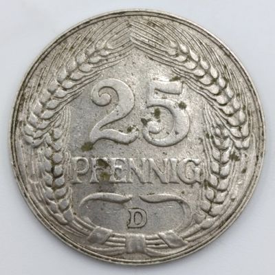 Germany Empire 1909 D 25 pfennig XF