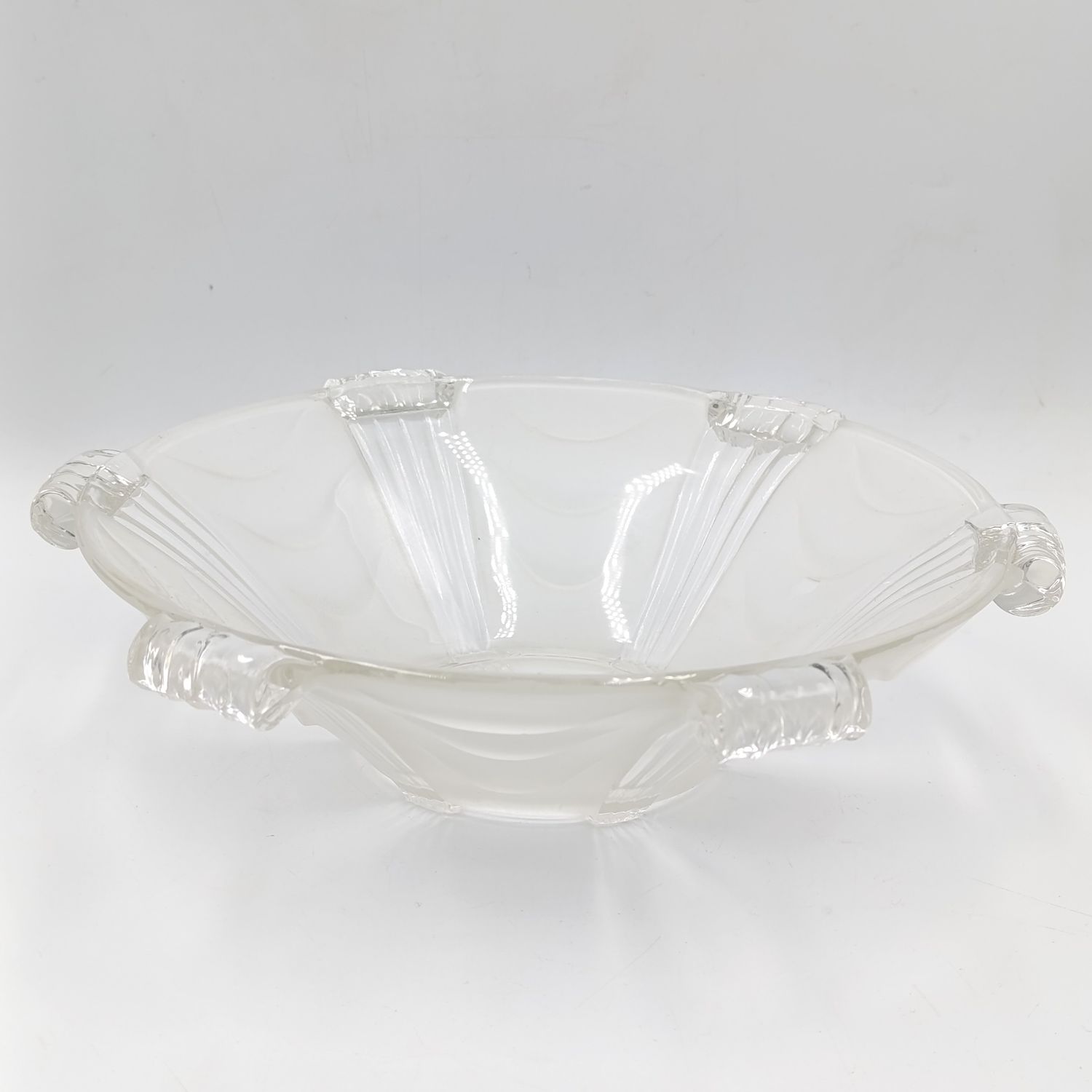 Vintage Art Deco frsted glass bowl - have some wear on footpieces