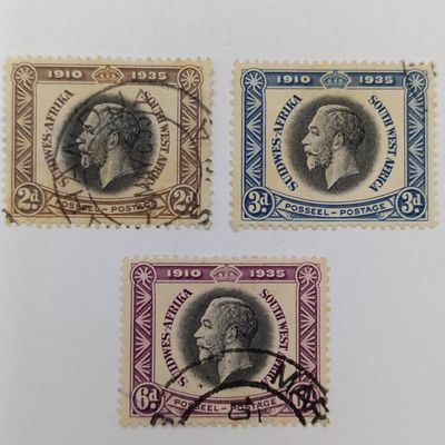 South West Africa SACC 116 - 118 George V silver jubilee used stamps