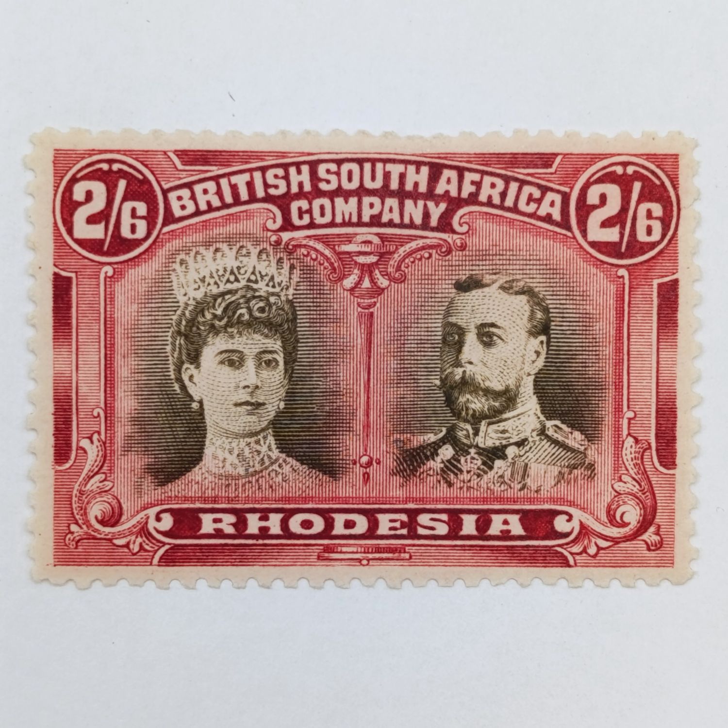 British South Africa Company 2/6 Double head MH - Crimson Variety (Judge for yourself)