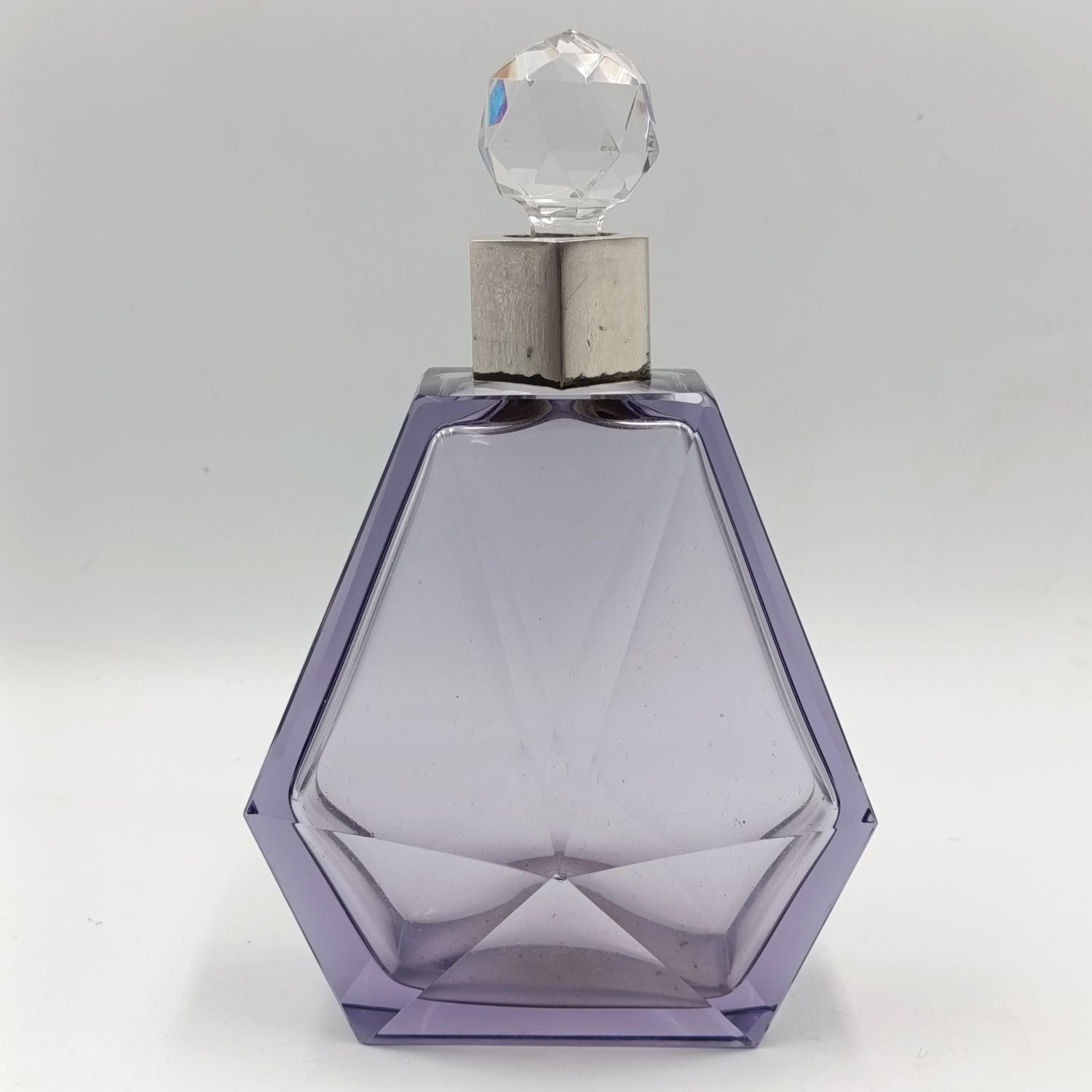 Vintage German Purple Crystal decanter with 800 silver trim