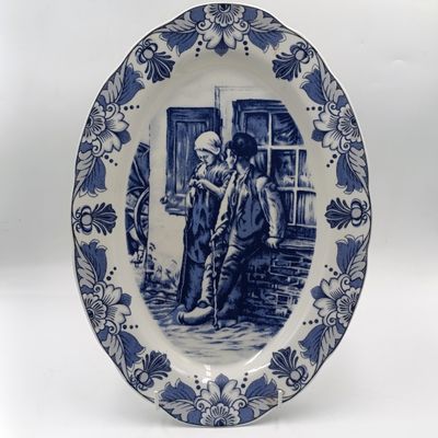 Vintage Delft Holland The Old Masters series &quot;Young Love&quot; oval porcelain plate