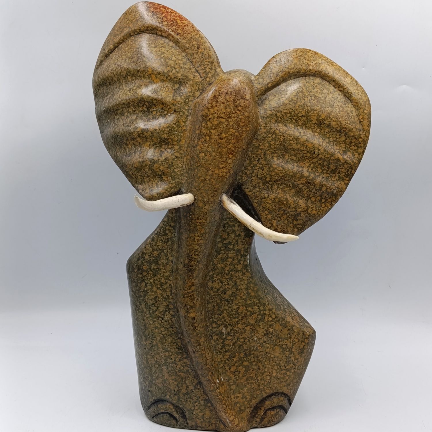 Vintage Serpentine stone elephant carving - Height 35cm