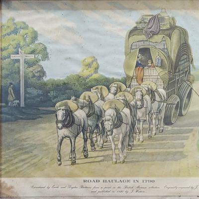 Road Haulage in 1790 print in frame