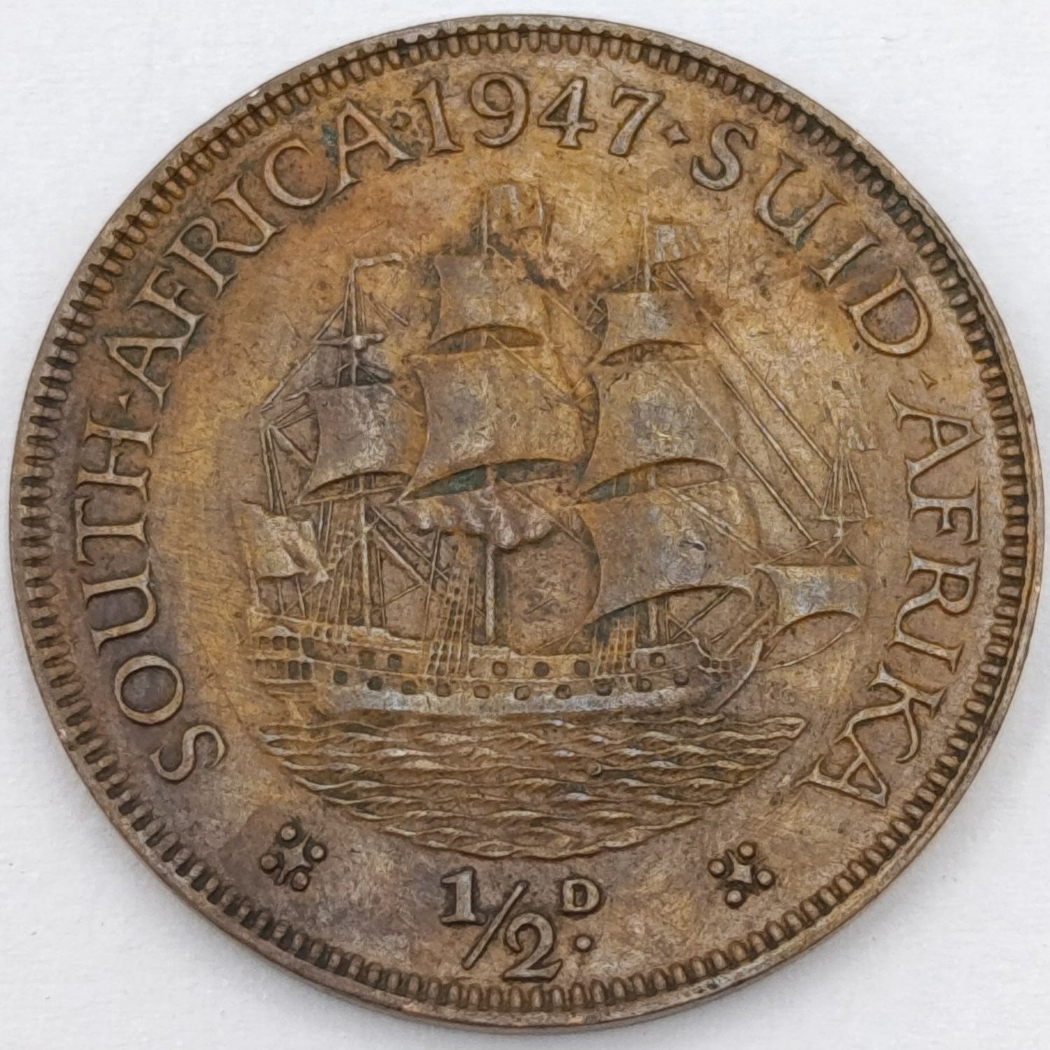 South Africa 1947 Half Penny XF+