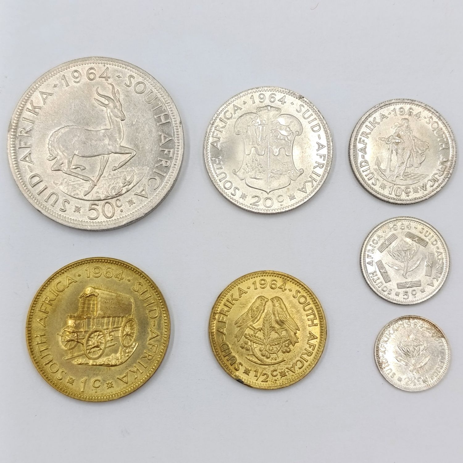 1964 RSA coin set - uncirculated and AU 1/2 cent to 50 cent