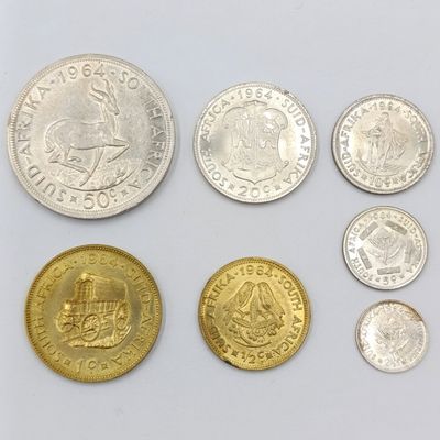 1964 RSA coin set - uncirculated and AU 1/2 cent to 50 cent