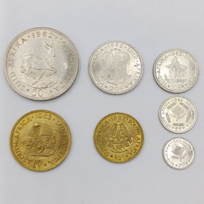 1962 RSA coin set - uncirculated and AU - 1/2 cent to 50 cent