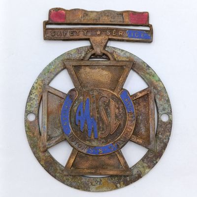 Vintage African Motorists Service League safety service car medal badge