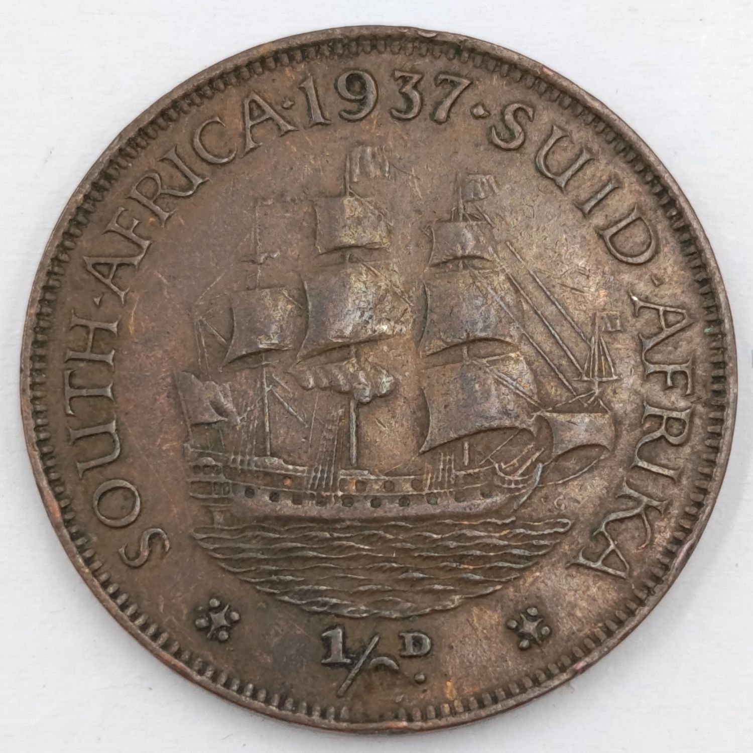 South Africa 1937 Half Penny VF+