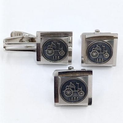1886 Benz first car set of cufflinks and tie clip