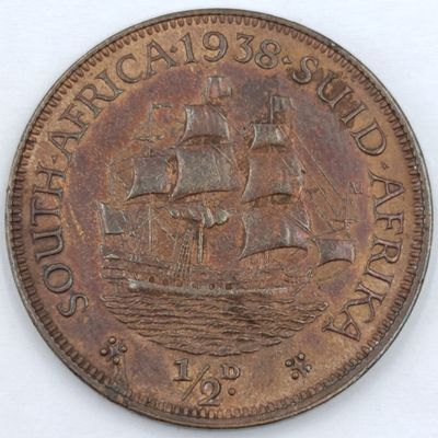 1938 South Africa Half Penny - UNC