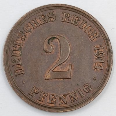 Germany 1914 A 2 Pfennig AU+