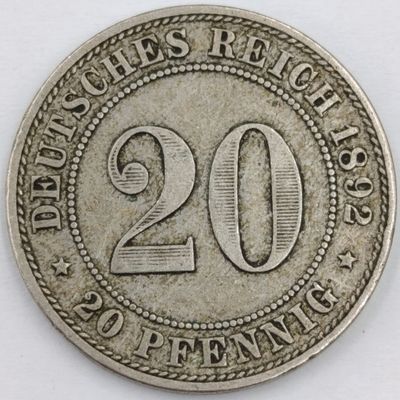 German Reich 1892 A Twenty Pfennig VF