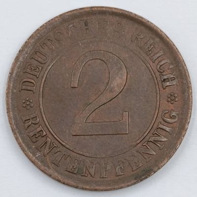 Germany Weimar Republic 1923 AU+ 2 Pfennig