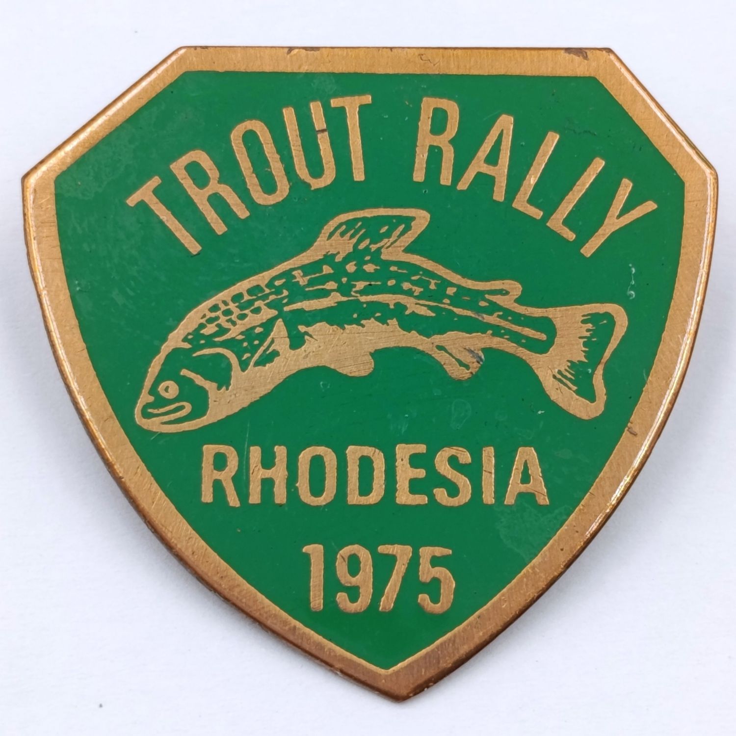 Trout Rally Rhodesia 1975 motorcycle brooch badge