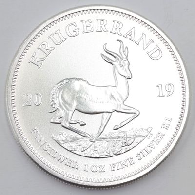 2019 RSA Uncirculated 1oz fine silver Krugerrand in capsule