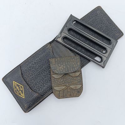Colonial Bank antique / vintage leather and leatherette purse - unusaal with metal and leatherette coin holders as inserts