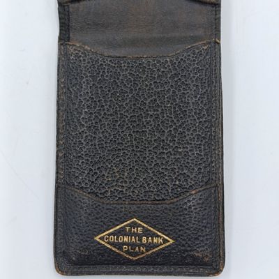 Colonial Bank antique / vintage leather and leatherette purse - unusaal with metal and leatherette coin holders as inserts