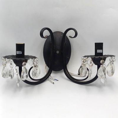 Wall mounted light fitting crystal chandelier with 2 globes