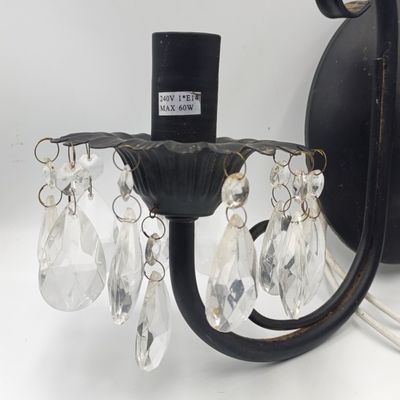 Wall mounted light fitting crystal chandelier with 2 globes