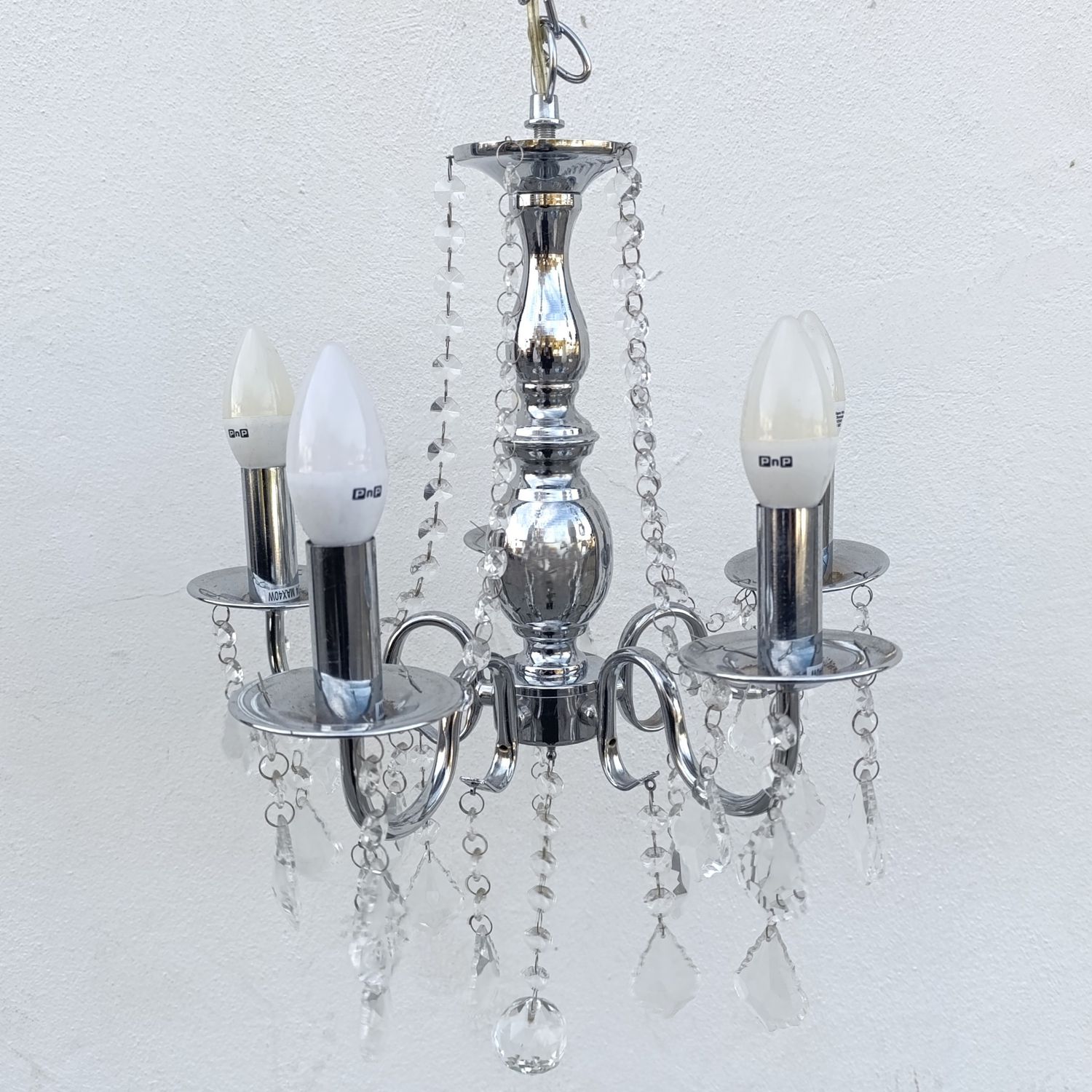 White metal Crystal-decorated 5 arm chandelier
