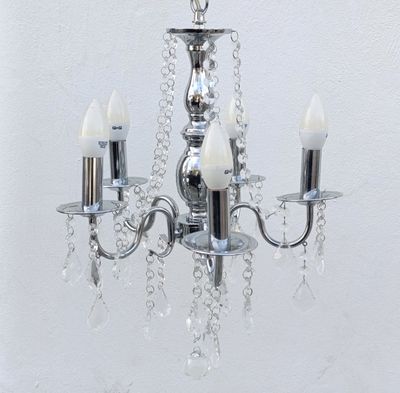 White metal Crystal-decorated 5 arm chandelier